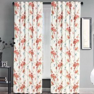 Grayson Linens Floral Humming Bird Window Panels